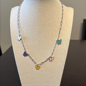 Park Lane Silver and White Butterfly Necklace